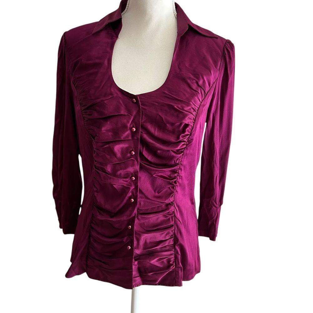 D Studio Purple Silk Blouse Top Size 8
